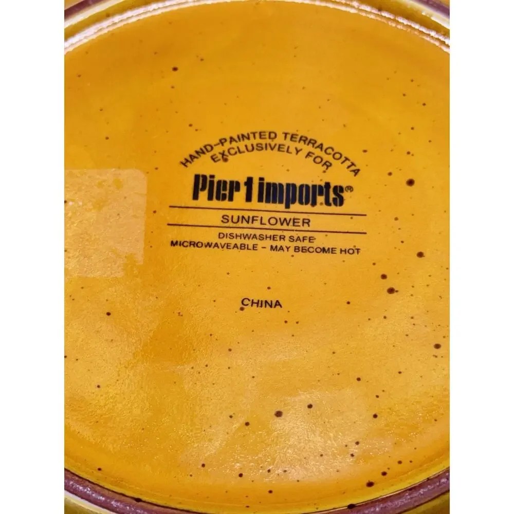 Pier 1 Imports Sunflower 8 1/4 in Hand Painted Tuscan Terracotta Salad Plate